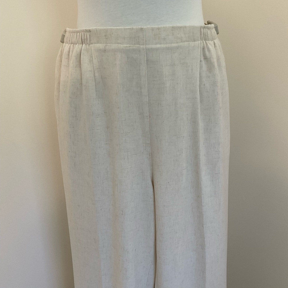 Draper’s & Damon’s Cream Linen Blend Women’s Elastic-Waist Pants - Picture 2 of 7